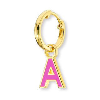 Uppercase Enamel Initial Hoop Earrings