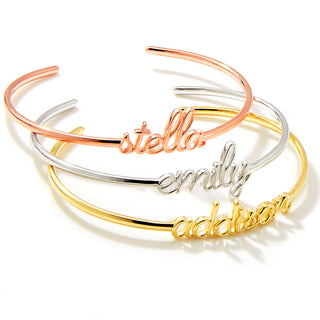 Personalized Lowercase Script Name Cuff Bracelet