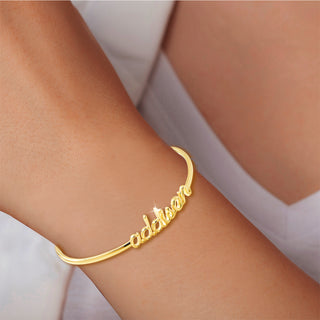 Personalized Lowercase Script Name Cuff Bracelet