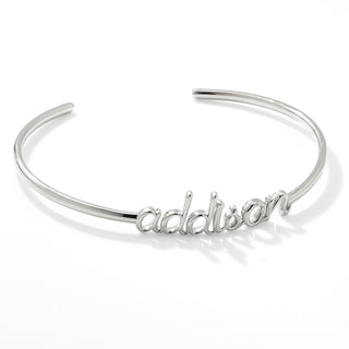 Personalized Lowercase Script Name Cuff Bracelet