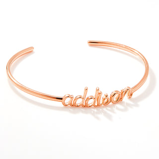 Personalized Lowercase Script Name Cuff Bracelet