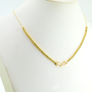 Pave CZ Initials Slider Charm Pave Initials Station Beaded Necklace