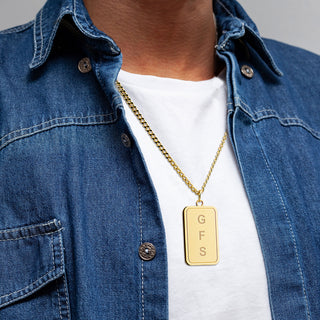 Men's Initial Enamel Dog Tag Necklace