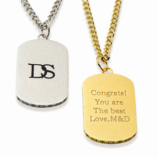 Men's Enamel Double Sided Engraved Dog Tag Necklace