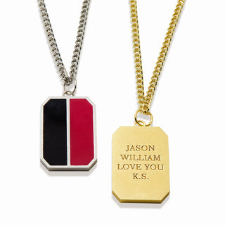 Men's Enamel Engraved Dog Tag Necklace