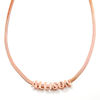 Herringbone Chain Slide Letter Charm Name Necklace