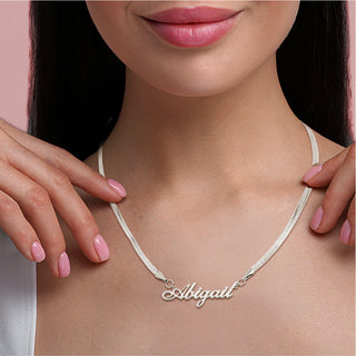 Herringbone Chain Script Name Necklace