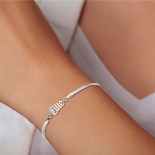 Herringbone Chain Old English Name Bracelet