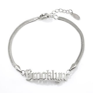 Herringbone Chain Old English Name Bracelet