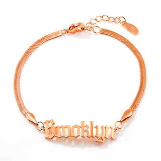 Herringbone Chain Old English Name Bracelet