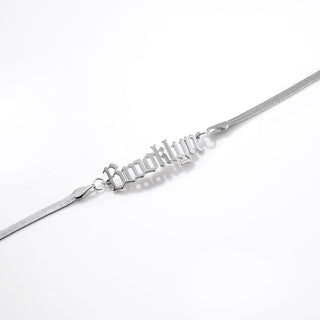 Herringbone Chain Old English Name Bracelet