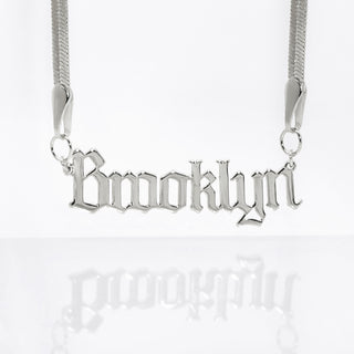Herringbone Chain Old English Name Necklace