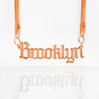 Herringbone Chain Old English Name Necklace