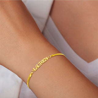Herringbone Chain Petite Uppercase Name Bracelet