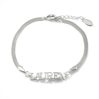 Herringbone Chain Petite Uppercase Name Bracelet