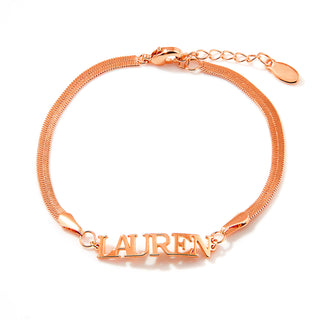Herringbone Chain Petite Uppercase Name Bracelet