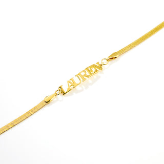 Herringbone Chain Petite Uppercase Name Bracelet