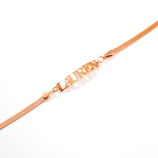 Herringbone Chain Petite Uppercase Name Bracelet