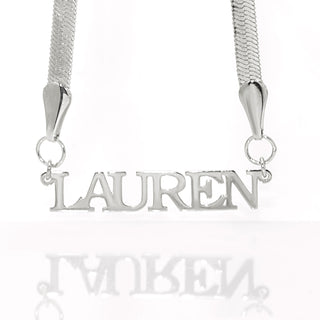 Herringbone Chain Petite Uppercase Name Necklace