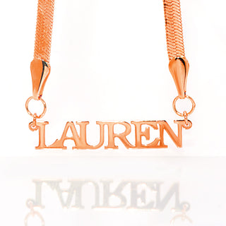 Herringbone Chain Petite Uppercase Name Necklace