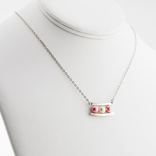 Silver Birthstone Shell Pearl Bar Necklace