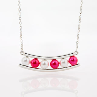 Silver Birthstone Shell Pearl Bar Necklace