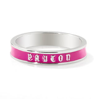 Silver Plated Birthmonth Enamel Old English Name Band Ring