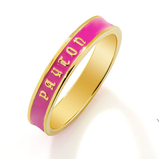 Gold Plated Birthmonth Enamel Old English Name Band Ring