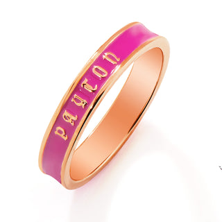 Rose Gold Plated Birthmonth Enamel Old English Name Band Ring
