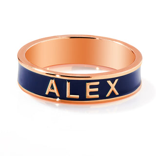 Rose Gold Plated 4.5mm wide Birthmonth Enamel Name Band Ring