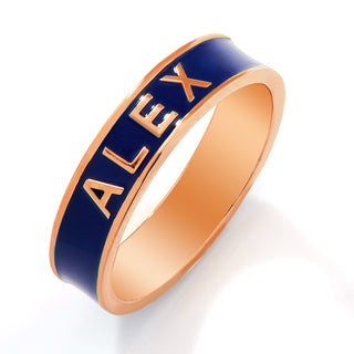 Rose Gold Plated 4.5mm wide Birthmonth Enamel Name Band Ring