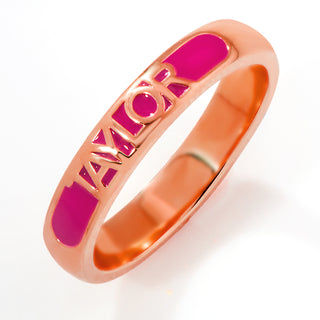 Rose Gold Plated Birthmonth Enamel Name Rounded Band Ring