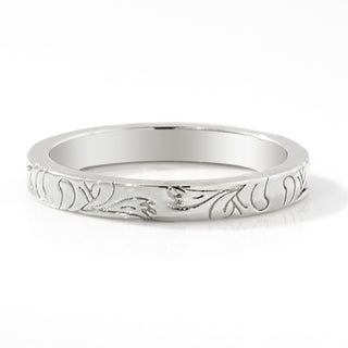 Silver Plated Enamel Name  Floral Filigree Band Ring