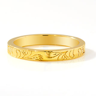 Gold Plated Enamel Name  Floral Filigree Band Ring