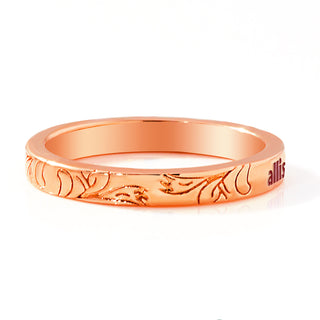Rose Gold Plated Enamel Name  Floral Filigree Band Ring