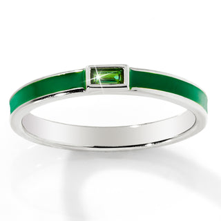 Silver Plated Enamel and Birthstone Stackable Band Ring