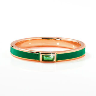Rose Gold Plated Enamel and Birthstone Stackable Band Ring