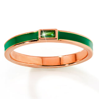 Rose Gold Plated Enamel and Birthstone Stackable Band Ring