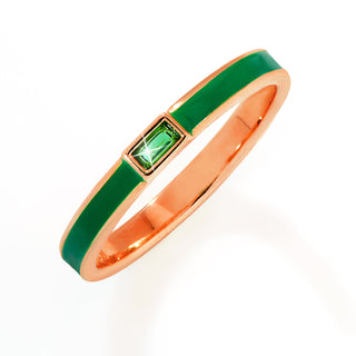 Rose Gold Plated Enamel and Birthstone Stackable Band Ring