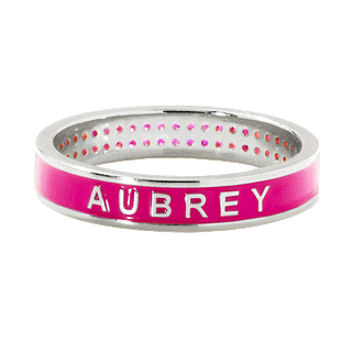 Silver Plated Reversible Birthmonth Enamel Pave Square Band Ring