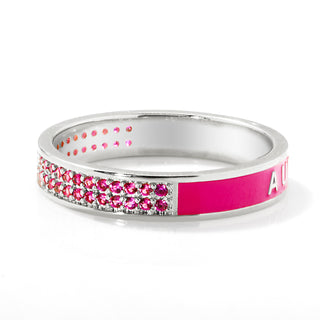 Silver Plated Reversible Birthmonth Enamel Pave Square Band Ring