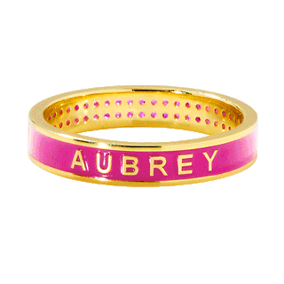 Gold Plated Reversible Birthmonth Enamel Pave Square Band Ring