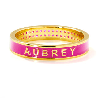 Gold Plated Reversible Birthmonth Enamel Pave Square Band Ring