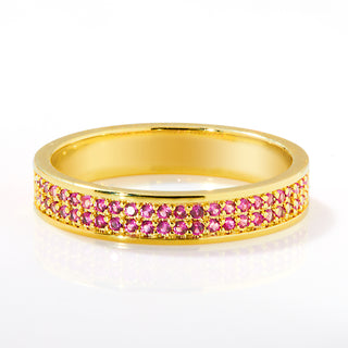 Gold Plated Reversible Birthmonth Enamel Pave Square Band Ring