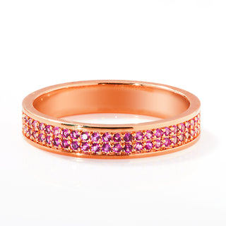Rose Gold Plated Reversible Birthmonth Enamel Pave Square Band Ring