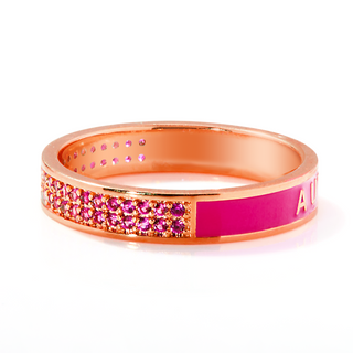 Rose Gold Plated Reversible Birthmonth Enamel Pave Square Band Ring