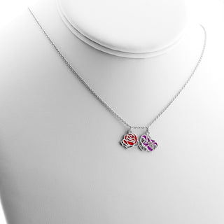 Silver Plated Enamel Birth Month Flower Charm Necklace
