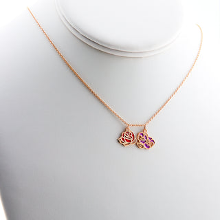 Rose Gold Plated Enamel Birth Month Flower Charm Necklace