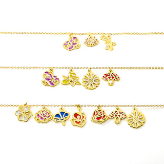 Gold Plated Enamel Birth Month Flower Charm Bracelet