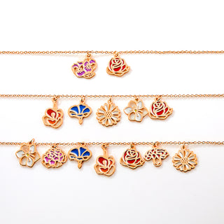 Rose Gold Plated Enamel Birth Month Flower Charm Bracelet